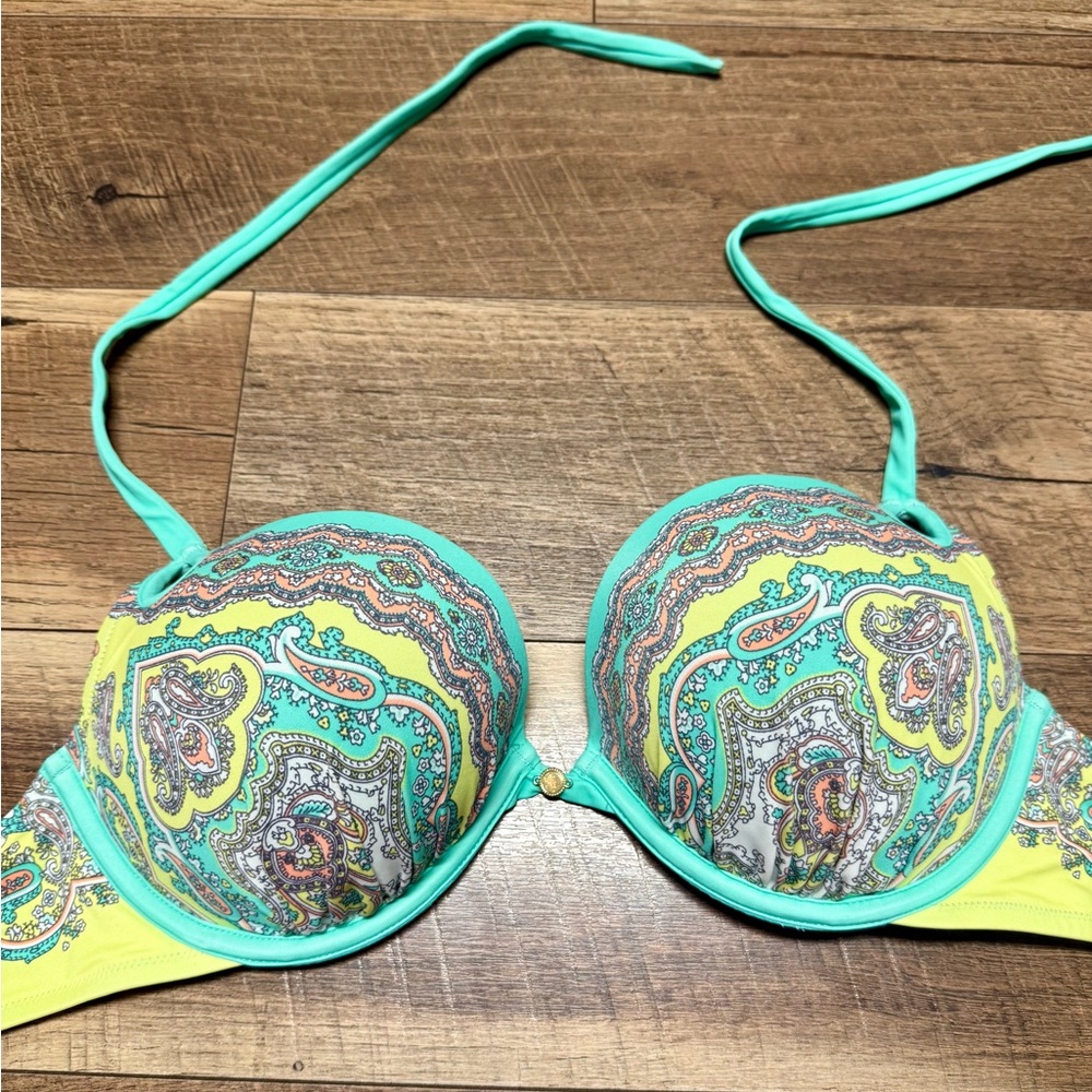 Victoria’s Secret Push-Up Halter Bikini Top – Size 36C – Boho Paisley Print